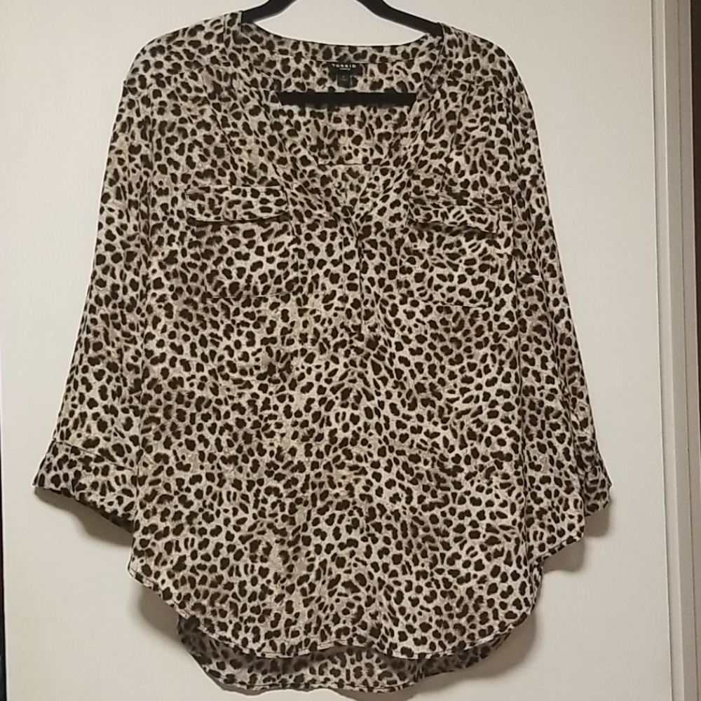 Harper leopard georgette pullover blouse